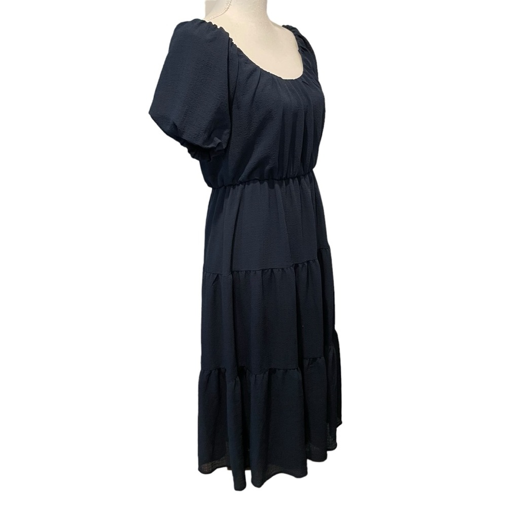Ophelia Roe Navy Tiered Peasant Dress.  Size S - Picture 3 of 8